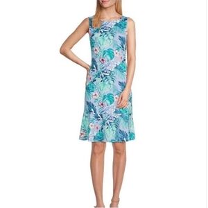 Tommy Bahama Blue Tropical Floral Sleeveless Dress Size M